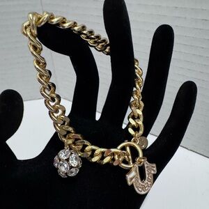 True religion Link Gold Tone Charm Bracelet